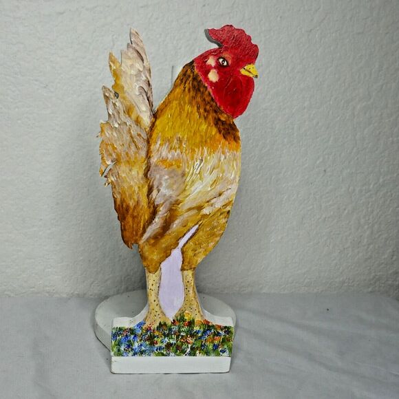 Handmade Other - Rooster Chicken Wooden Paper Towel Holder Farmhouse Kitchen Bath Folk Country
